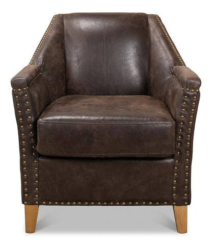 Sarreid Ltd - Granville Leather Chair - Brown - 29607 veiw 2