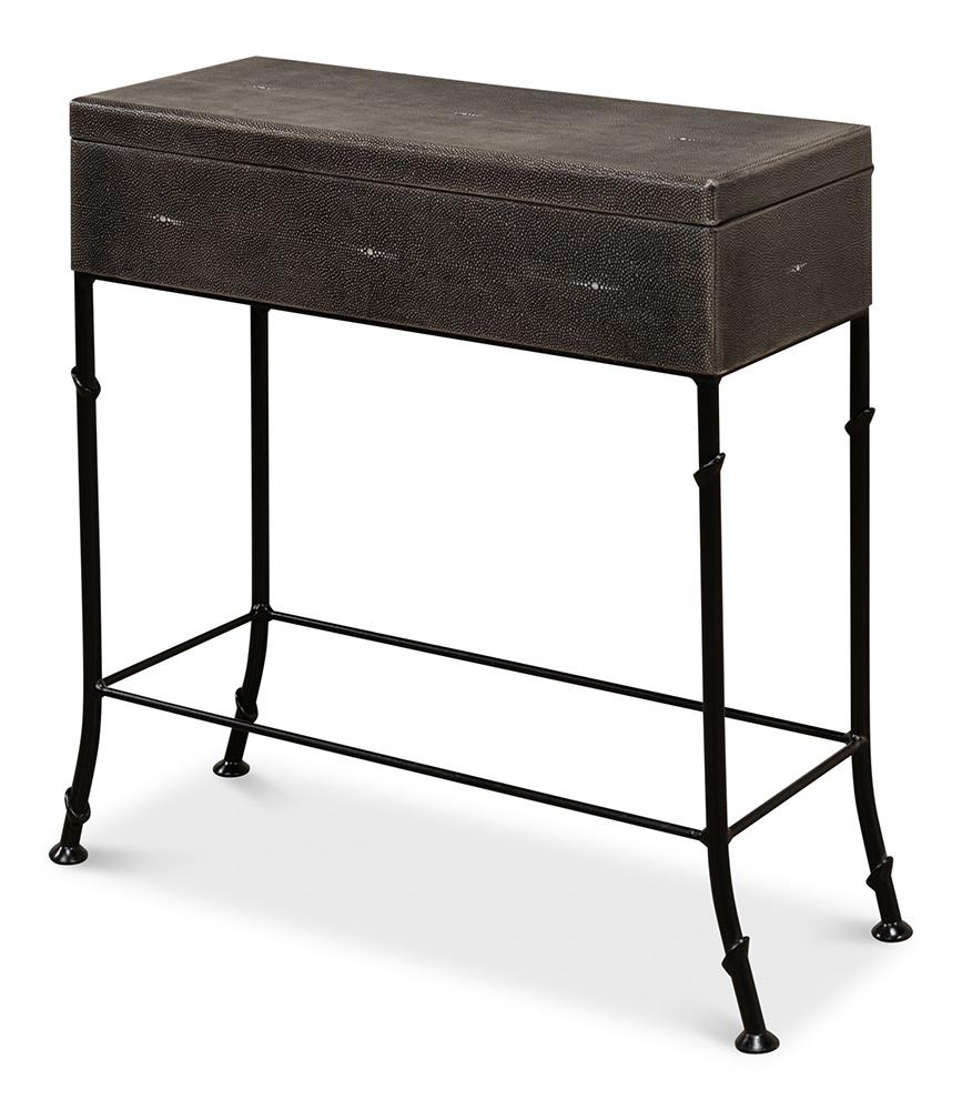 Sarreid Ltd - Grey Leather Shagreen Box On Stand - 40470 veiw 1