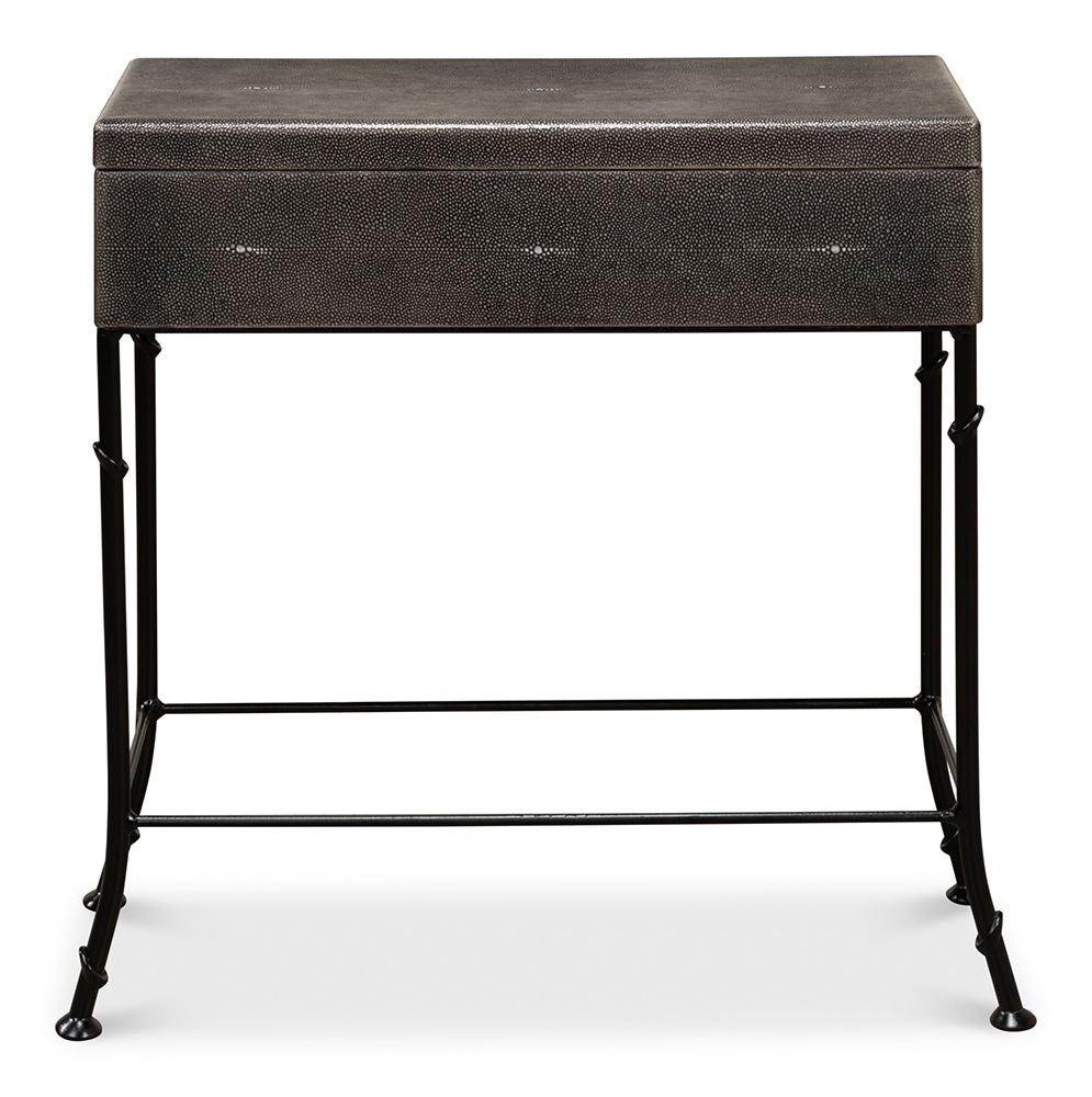 Sarreid Ltd - Grey Leather Shagreen Box On Stand - 40470 veiw 2