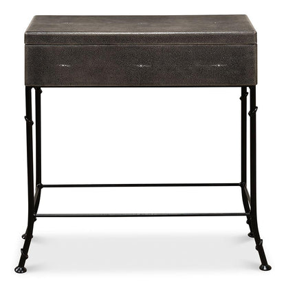 Sarreid Ltd - Grey Leather Shagreen Box On Stand - 40470 veiw 2