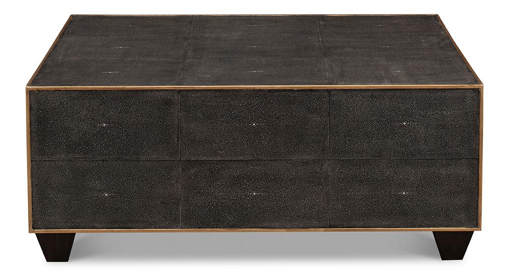 Sarreid Ltd - Grey Leather Shagreen Cocktail Table - 40471 veiw 2
