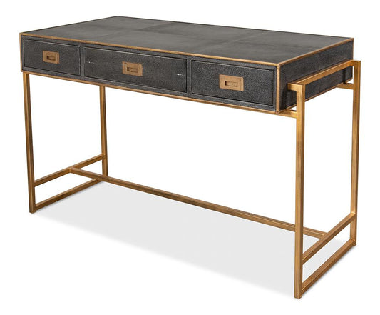 Sarreid Ltd - Grey Leather Shagreen Desk - 40466 veiw 1