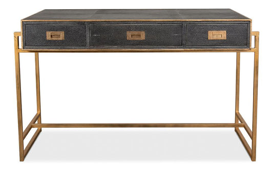Sarreid Ltd - Grey Leather Shagreen Desk - 40466 veiw 2