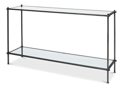 Sarreid Ltd - Hand Chased Iron Console Tble, Glass Top - 53150 veiw 1