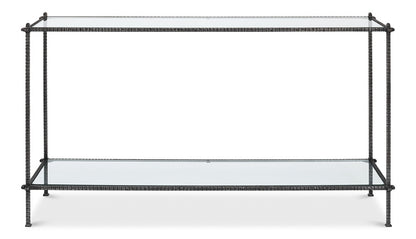 Sarreid Ltd - Hand Chased Iron Console Tble, Glass Top - 53150 veiw 2