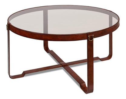 Sarreid Ltd - Harness Round Coffee Table - Brown - 29906 veiw 1
