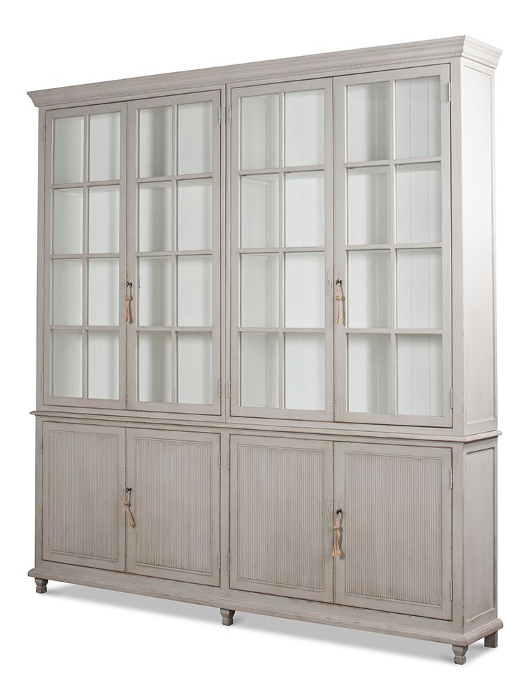 Sarreid Ltd - Harper Glass Front Bookcase - Grey - 53450 veiw 1