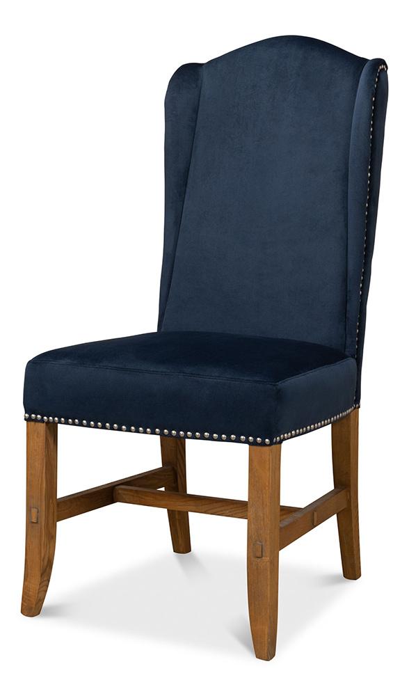 Sarreid Ltd - High Back Dining Chair, Blue Velvet (Set of 2) - 53028 view 1