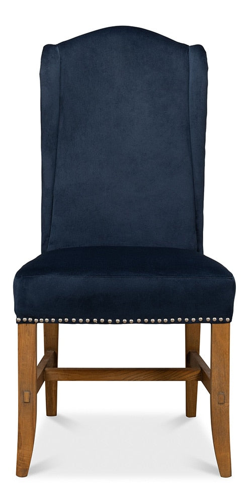 Sarreid Ltd - High Back Dining Chair, Blue Velvet (Set of 2) - 53028 view 2