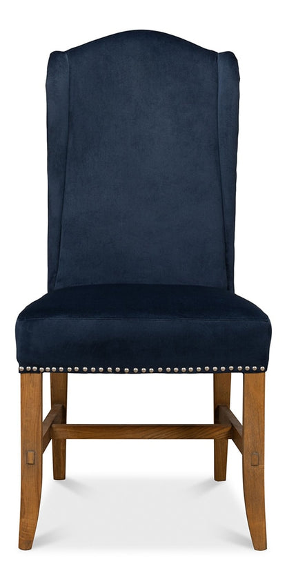 Sarreid Ltd - High Back Dining Chair, Blue Velvet (Set of 2) - 53028 view 2