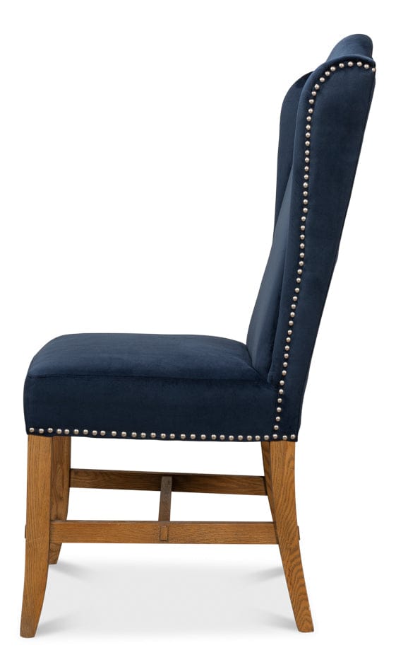 Sarreid Ltd - High Back Dining Chair, Blue Velvet (Set of 2) - 53028 view 3
