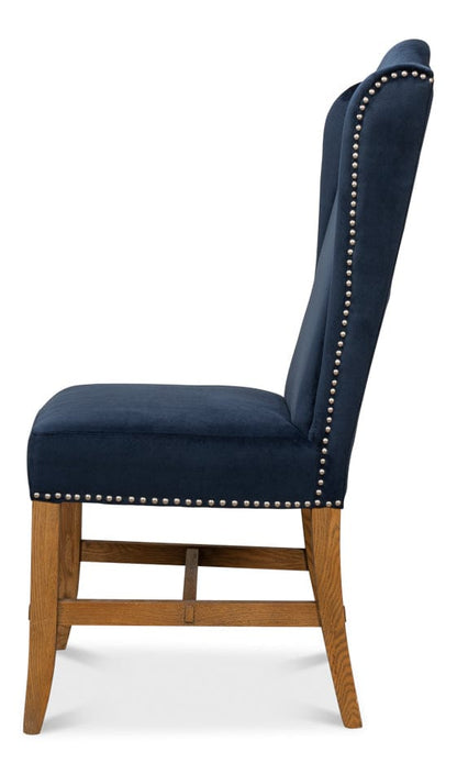 Sarreid Ltd - High Back Dining Chair, Blue Velvet (Set of 2) - 53028 view 3