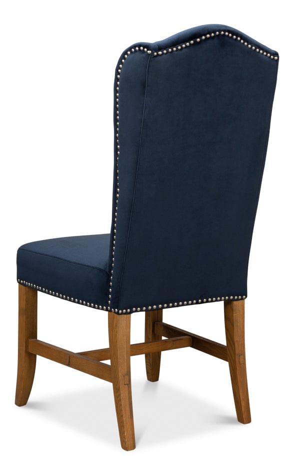 Sarreid Ltd - High Back Dining Chair, Blue Velvet (Set of 2) - 53028 view 5