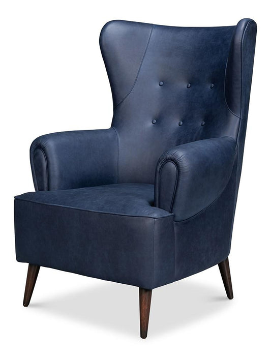 Sarreid Ltd - Hightower Distilled Leather Chair,Blue - 54059 veiw 1