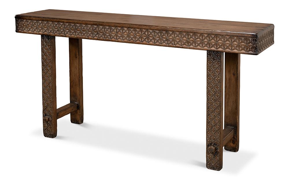 Sarreid Ltd - Honeycomb & Cross Console Table - Brown - 52764 veiw 1