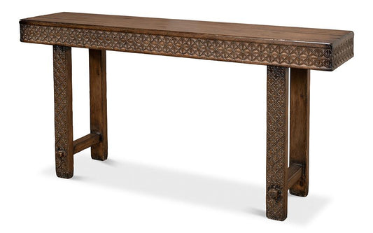 Sarreid Ltd - Honeycomb & Cross Console Table - Brown - 52764 veiw 1