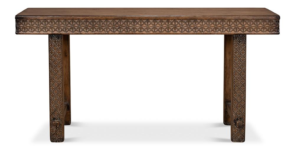 Sarreid Ltd - Honeycomb & Cross Console Table - Brown - 52764 veiw 2