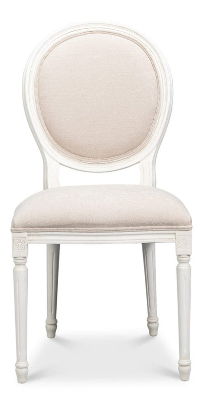 Sarreid Ltd - Hugo Oval Side Chair,Cortina White in White - 54178-08W view 2