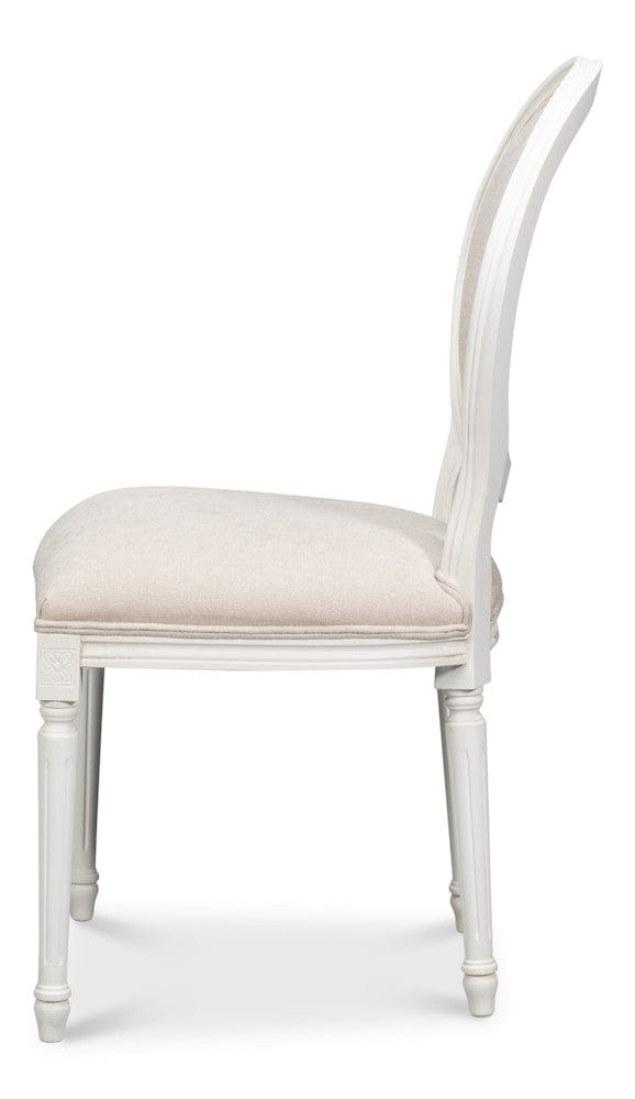 Sarreid Ltd - Hugo Oval Side Chair,Cortina White in White - 54178-08W view 3