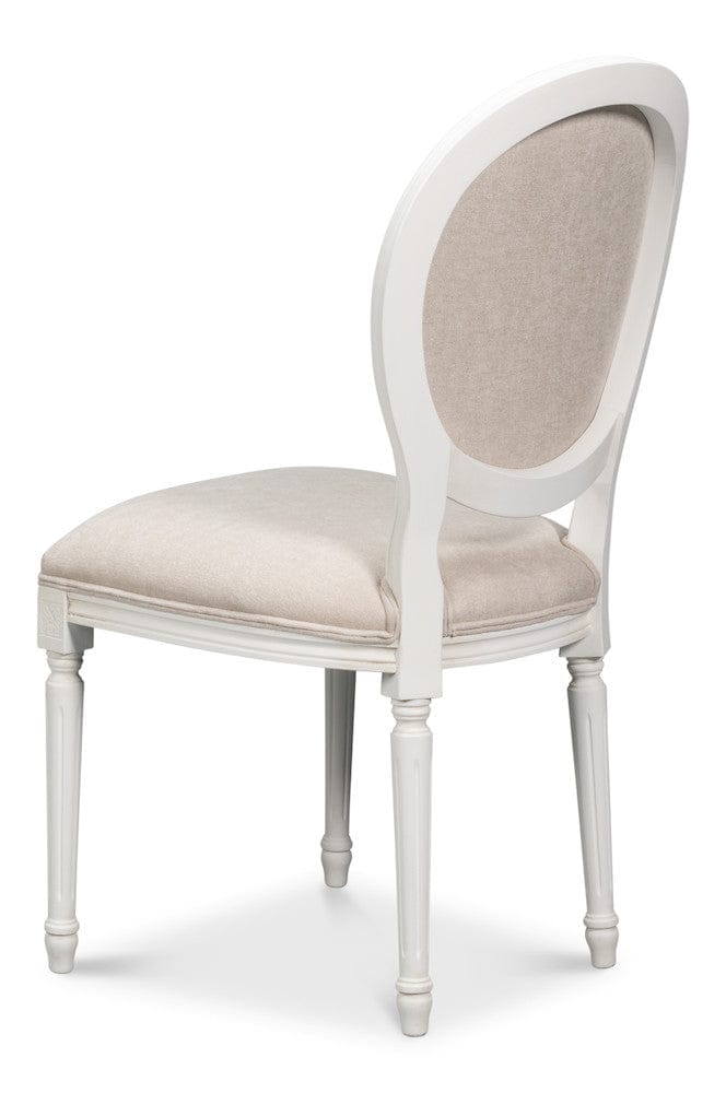 Sarreid Ltd - Hugo Oval Side Chair,Cortina White in White - 54178-08W view 5
