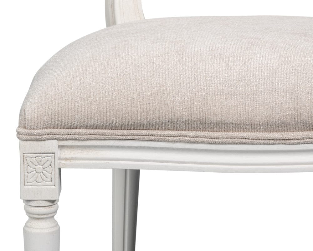 Sarreid Ltd - Hugo Oval Side Chair,Cortina White in White - 54178-08W view 6