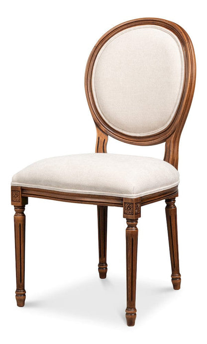 Sarreid Ltd - Hugo Oval Side Chair,Noce Anticato,Cream in Beige - 54178-NACV view 1