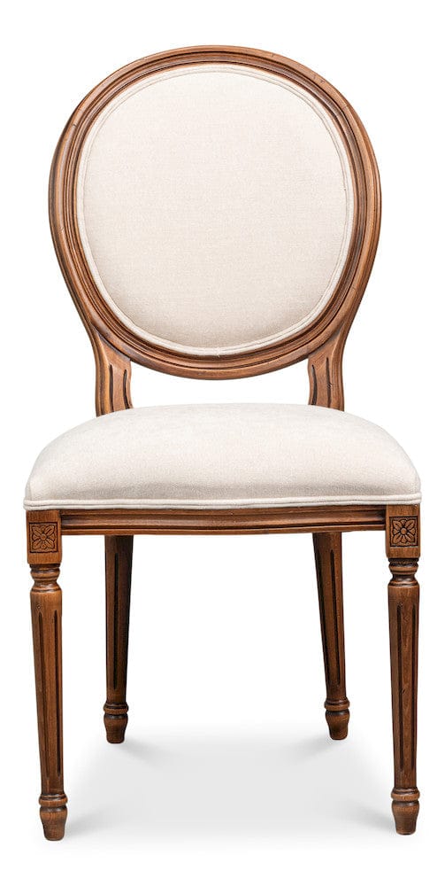Sarreid Ltd - Hugo Oval Side Chair,Noce Anticato,Cream in Beige - 54178-NACV view 2
