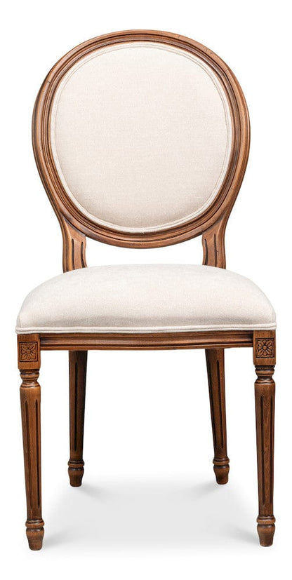 Sarreid Ltd - Hugo Oval Side Chair,Noce Anticato,Cream in Beige - 54178-NACV view 2