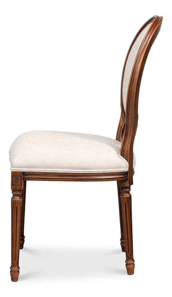 Sarreid Ltd - Hugo Oval Side Chair,Noce Anticato,Cream in Beige - 54178-NACV view 3