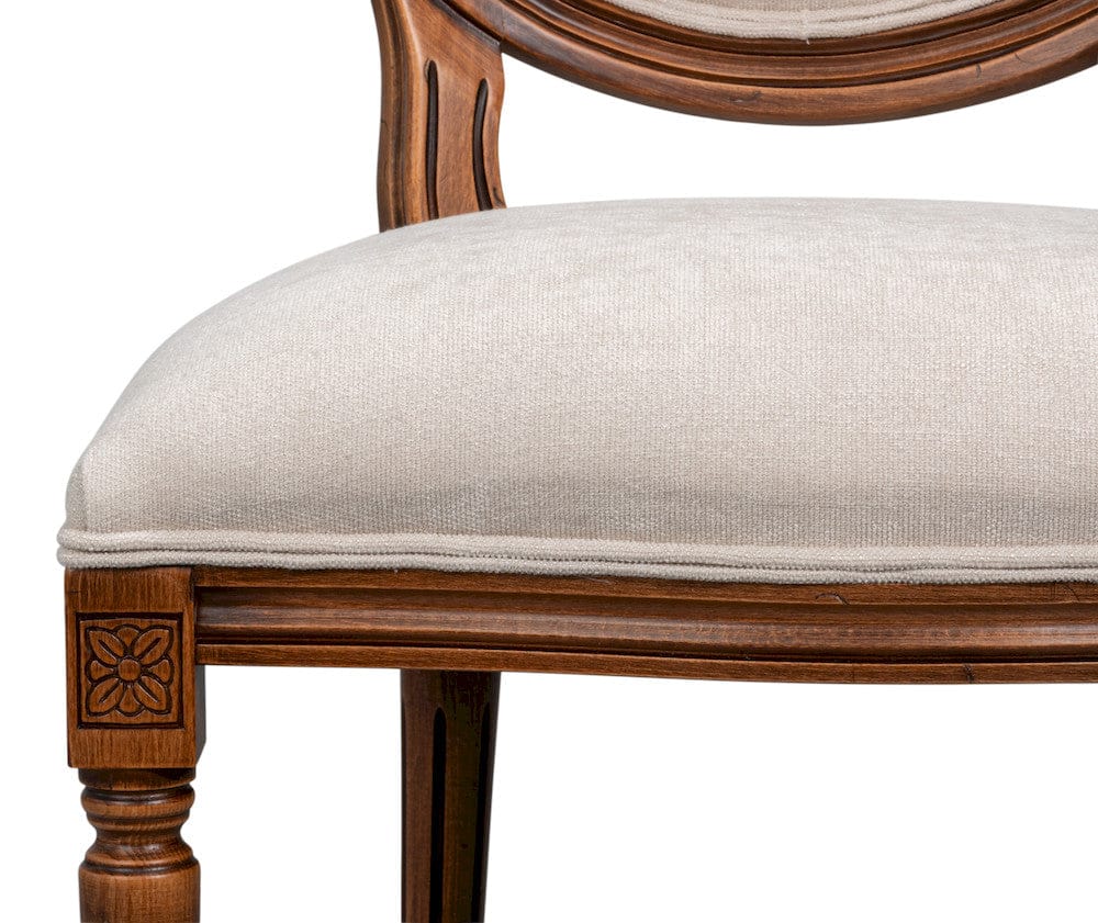 Sarreid Ltd - Hugo Oval Side Chair,Noce Anticato,Cream in Beige - 54178-NACV view 6