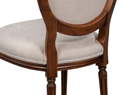 Sarreid Ltd - Hugo Oval Side Chair,Noce Anticato,Cream in Beige - 54178-NACV view 7