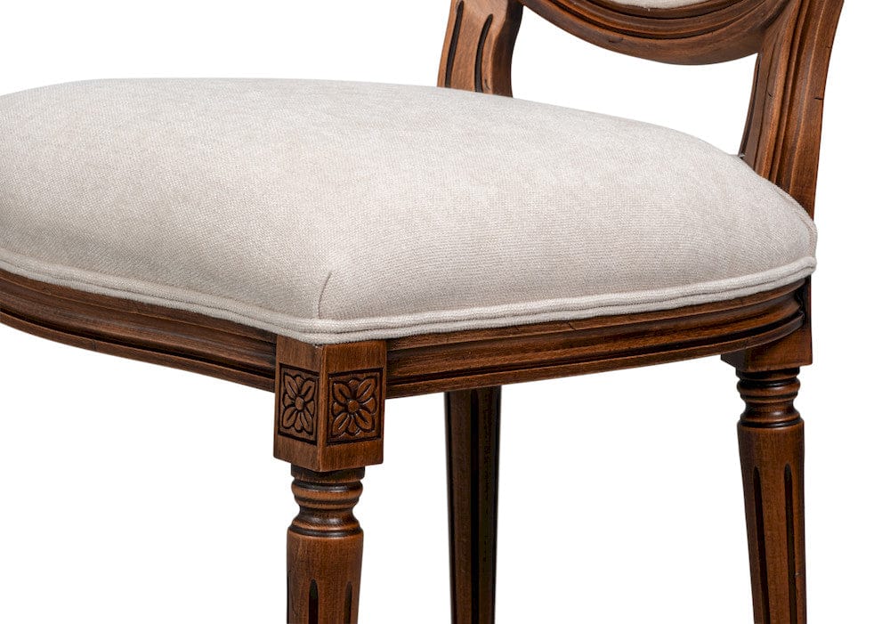 Sarreid Ltd - Hugo Oval Side Chair,Noce Anticato,Cream in Beige - 54178-NACV view 8