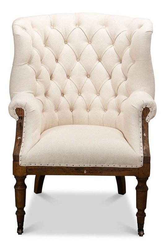 Sarreid Ltd - Irish Chair - Ivory - 28907 veiw 2