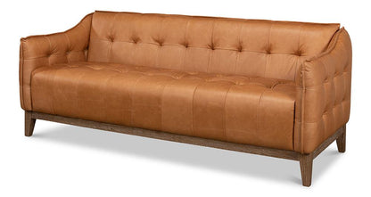 Sarreid Ltd - Isaac Leather Sofa - Brown - 53480 veiw 1