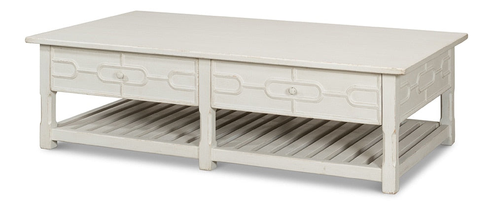 Sarreid Ltd - Isla Coffee Table, Antique White - 53615-3 veiw 1