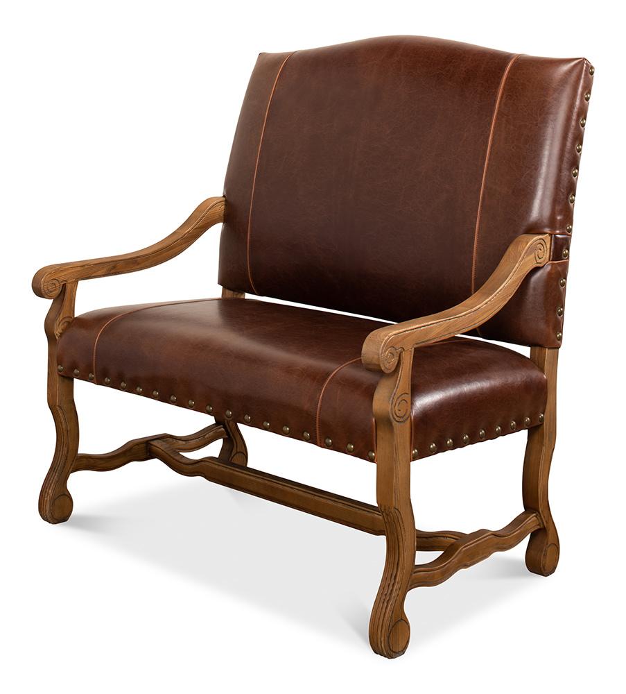 Sarreid Ltd - Italian Leather Settee - Brown - 28671 veiw 1