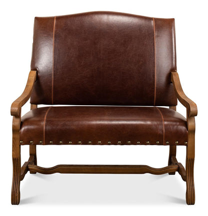 Sarreid Ltd - Italian Leather Settee - Brown - 28671 veiw 2