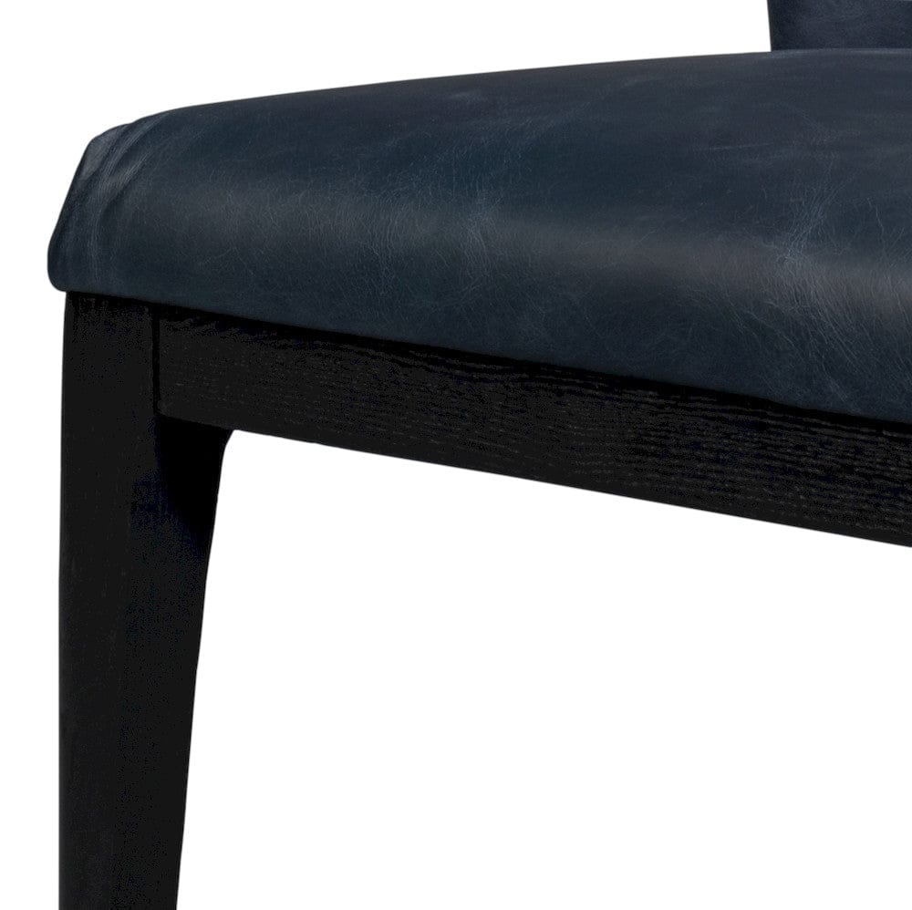 Sarreid Ltd - Jefferson Distilled Leather Dining Chair in Blue - 54156 view 11