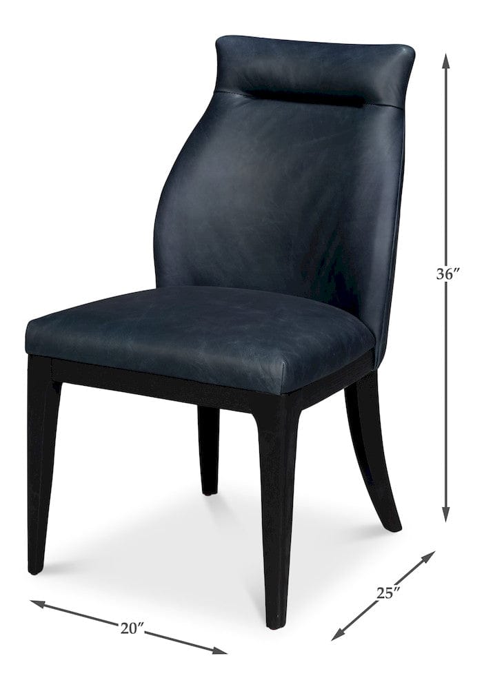 Sarreid Ltd - Jefferson Distilled Leather Dining Chair in Blue - 54156 view 13