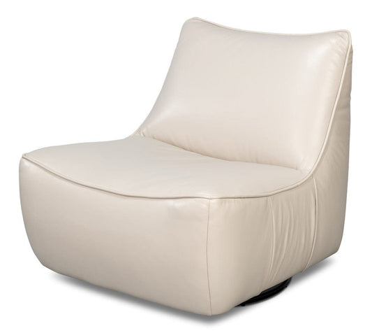 Sarreid Ltd - Kennett Swivel Chair,Crystal White Leath in White - 54246-CW view 1