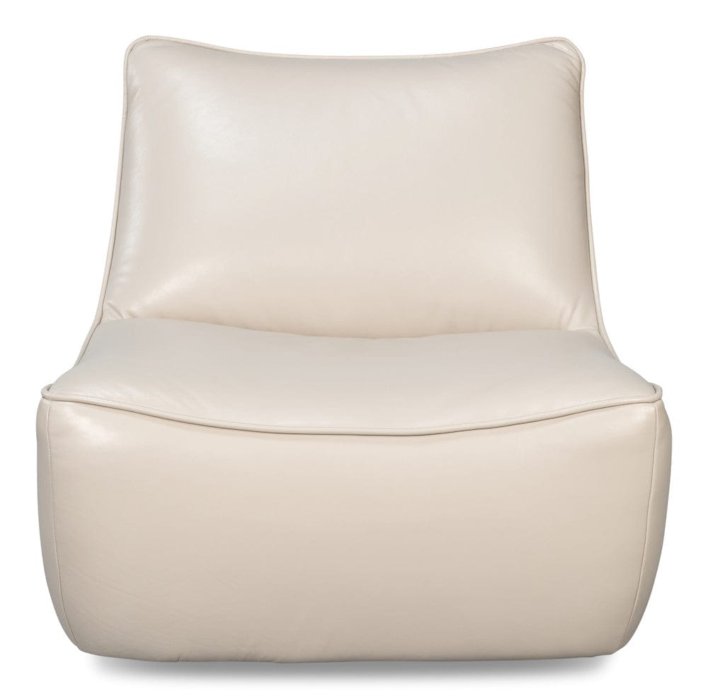 Sarreid Ltd - Kennett Swivel Chair,Crystal White Leath in White - 54246-CW view 2