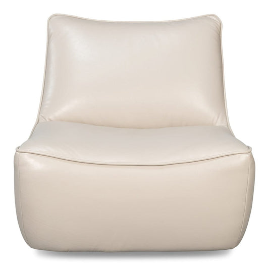 Sarreid Ltd - Kennett Swivel Chair,Crystal White Leath in White - 54246-CW view 2