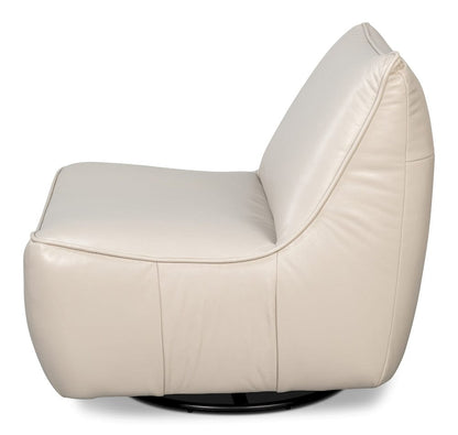Sarreid Ltd - Kennett Swivel Chair,Crystal White Leath in White - 54246-CW view 3