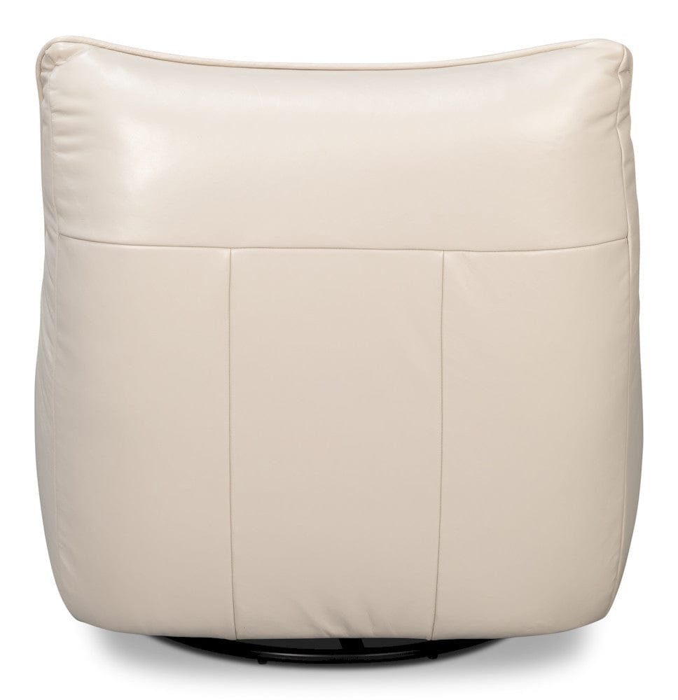 Sarreid Ltd - Kennett Swivel Chair,Crystal White Leath in White - 54246-CW view 4