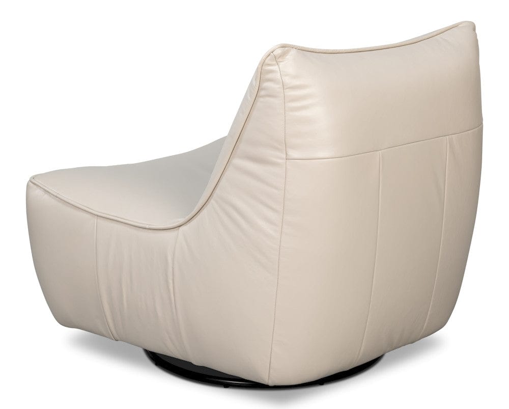 Sarreid Ltd - Kennett Swivel Chair,Crystal White Leath in White - 54246-CW view 5
