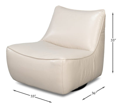 Sarreid Ltd - Kennett Swivel Chair,Crystal White Leath in White - 54246-CW view 12