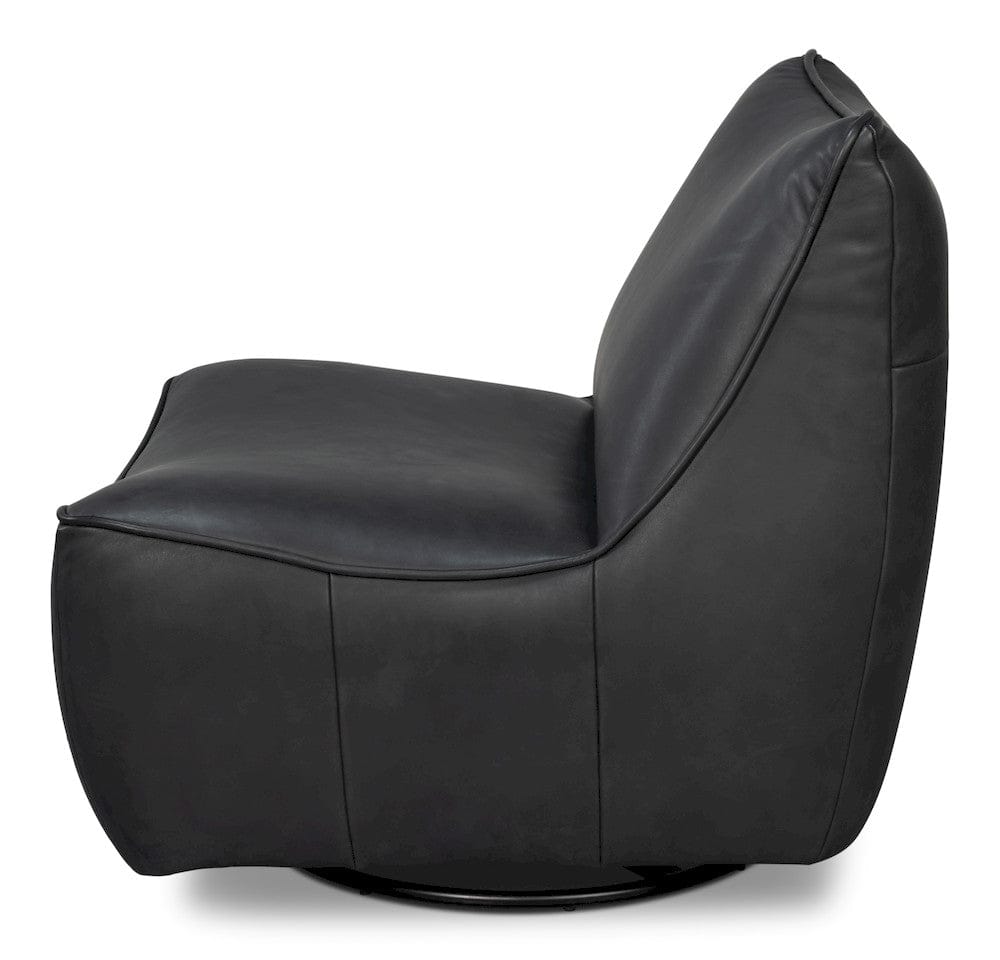 Sarreid Ltd - Kennett Swivel Chair,Santoni Black in Black - 54246-SB view 3