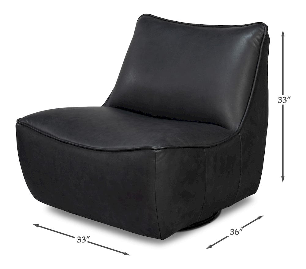 Sarreid Ltd - Kennett Swivel Chair,Santoni Black in Black - 54246-SB view 12