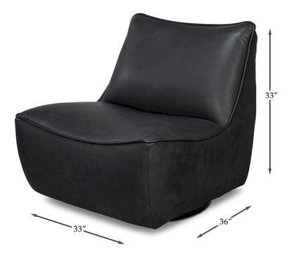 Sarreid Ltd - Kennett Swivel Chair,Santoni Black in Black - 54246-SB view 12