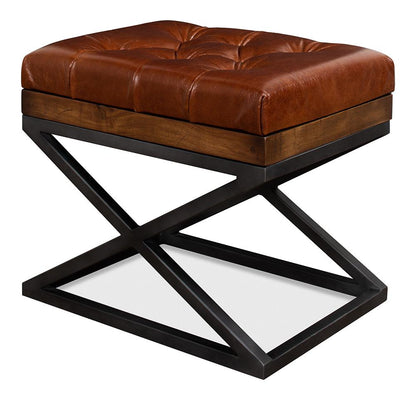 Sarreid Ltd - Leather Cushion Bench - Brown - 26755 veiw 1